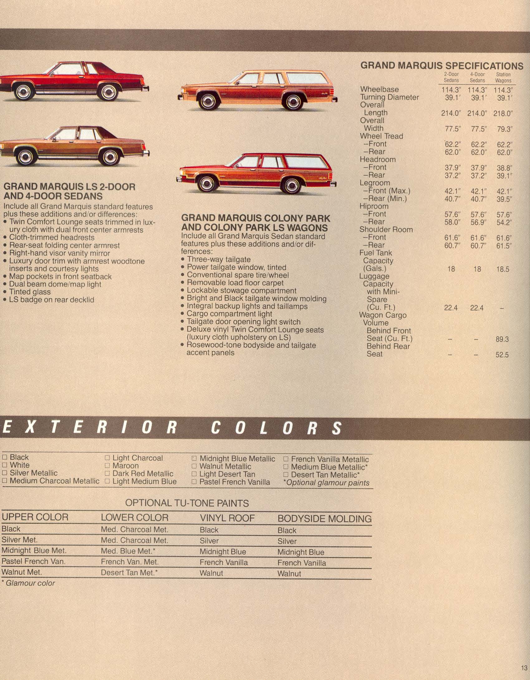 1983 Mercury Grand Marquis Brochure Page 7